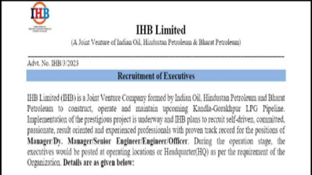 IHBL Vacancy 2023 Notice PDF Out :विभिन्न पदों, आयु, वेतन, तिथि, पात्रता और अधिक विवरण के लिए ऑनलाइन आवेदन करें